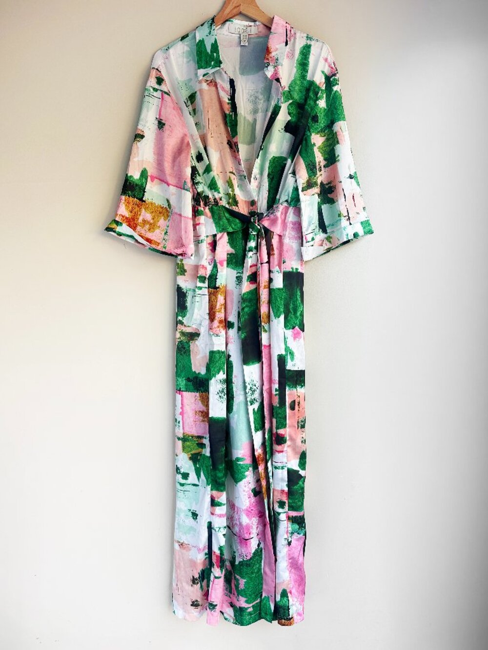 Liquorish Abstract Brushstroke Satin Wide Leg Jumpsuit Romper Sz 14
